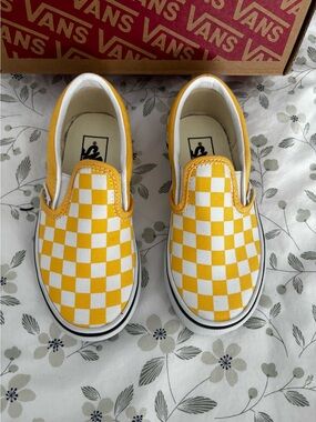 Vans Kids Slip-On Checkerboard Sneakers - Yellow & White